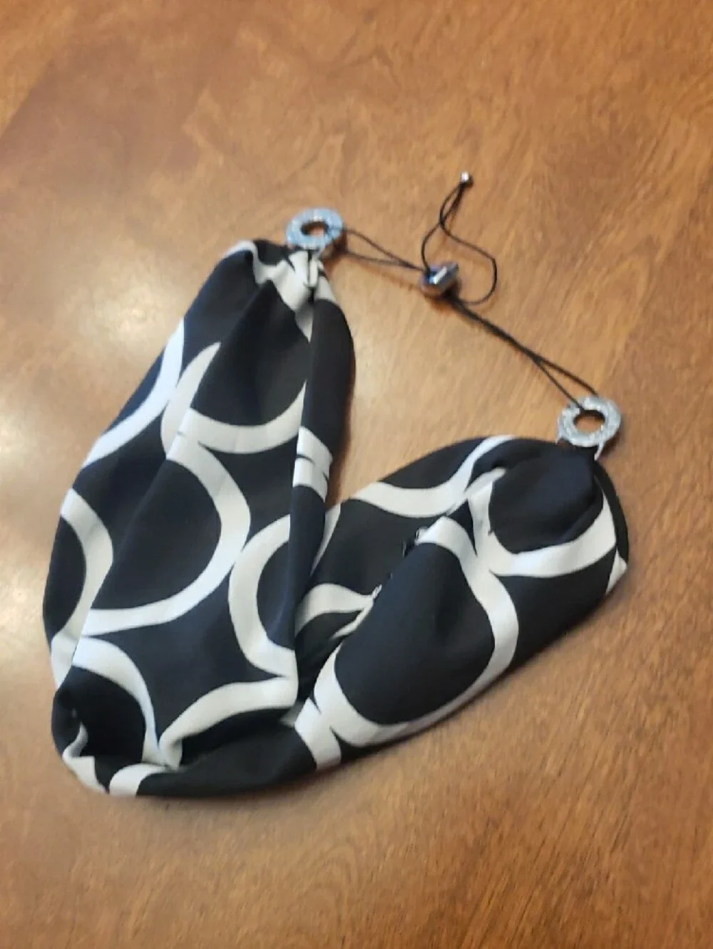 Mud Pie Black & White Patterned Scarf Necklace - OS
